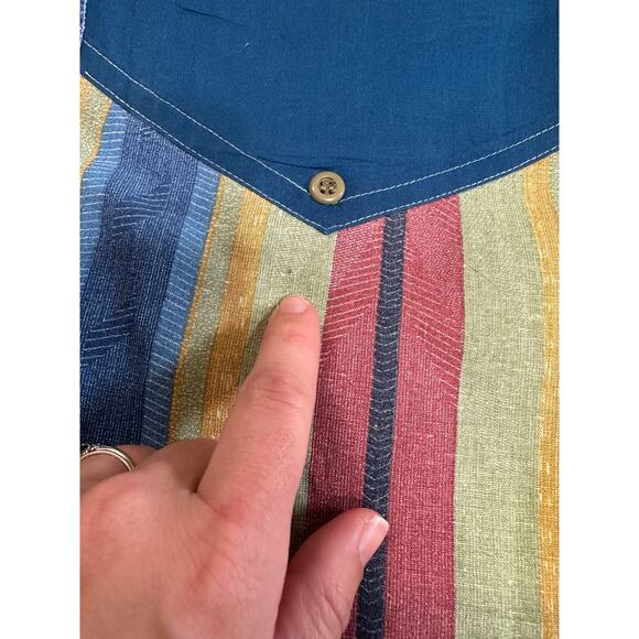 VTG Western Cowboy Retro Button Shirt Men Large Aztec 90s Stripes Stain Starched - Picture 10 of 12